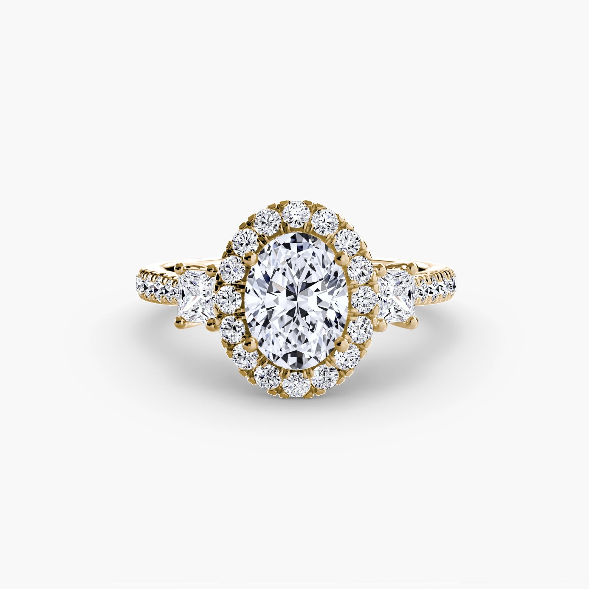 Three-Stone Ring with Halo 2 AG & CO Jewellery