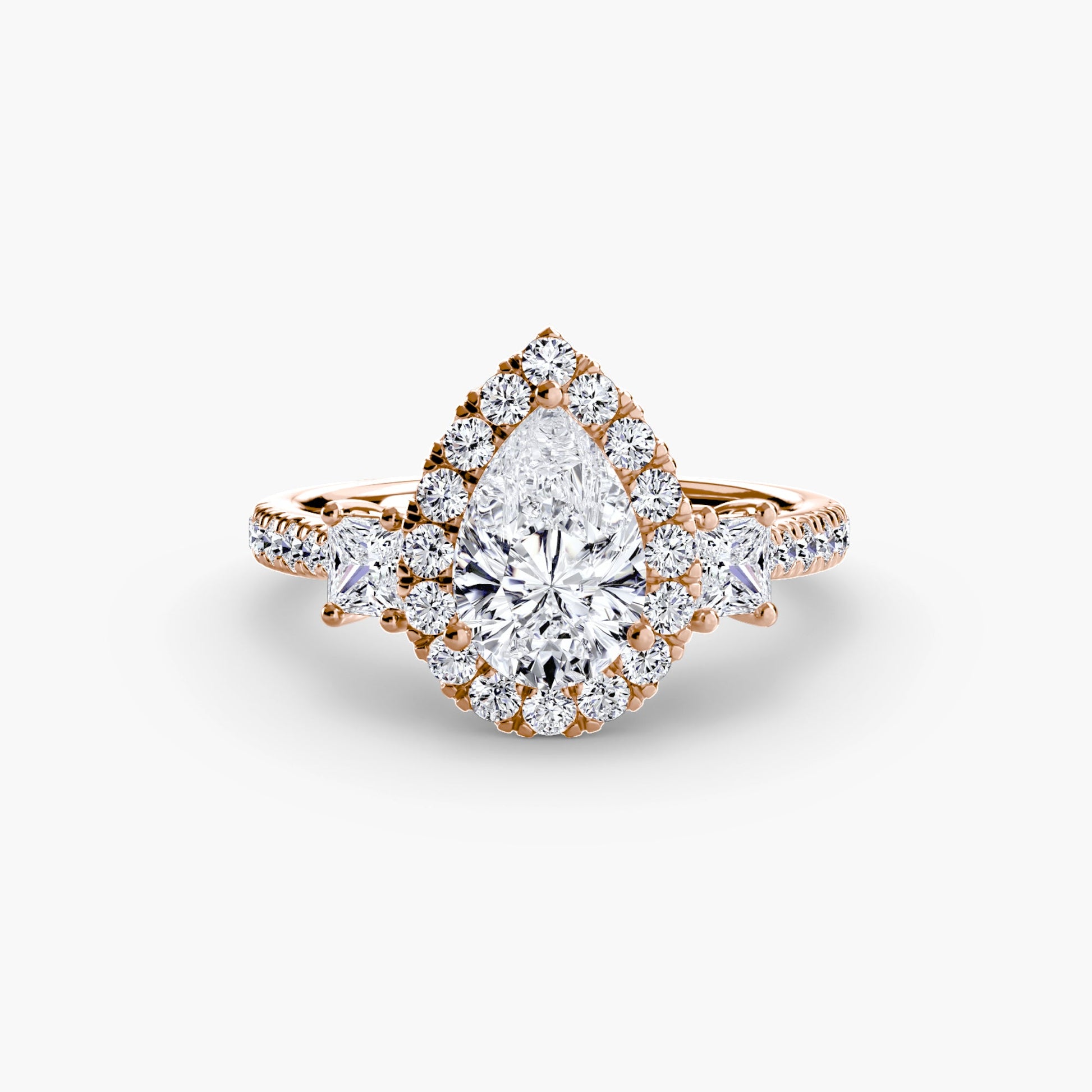 Three-Stone Ring with Halo 2 AG & CO Jewellery