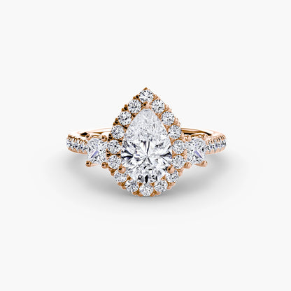 Three-Stone Ring with Halo 2 AG & CO Jewellery