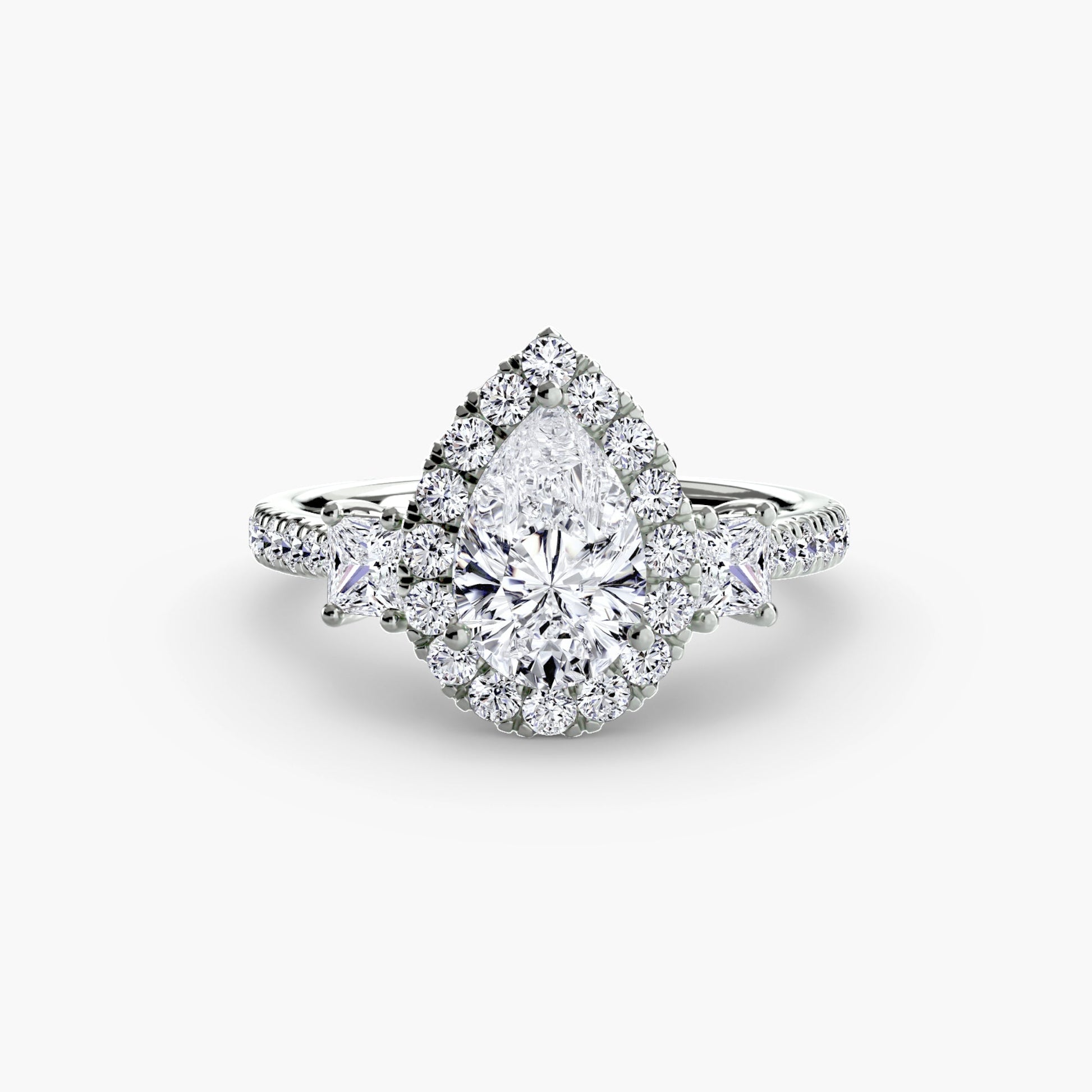 Three-Stone Ring with Halo 2 AG & CO Jewellery