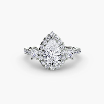 Three-Stone Ring with Halo 2 AG & CO Jewellery