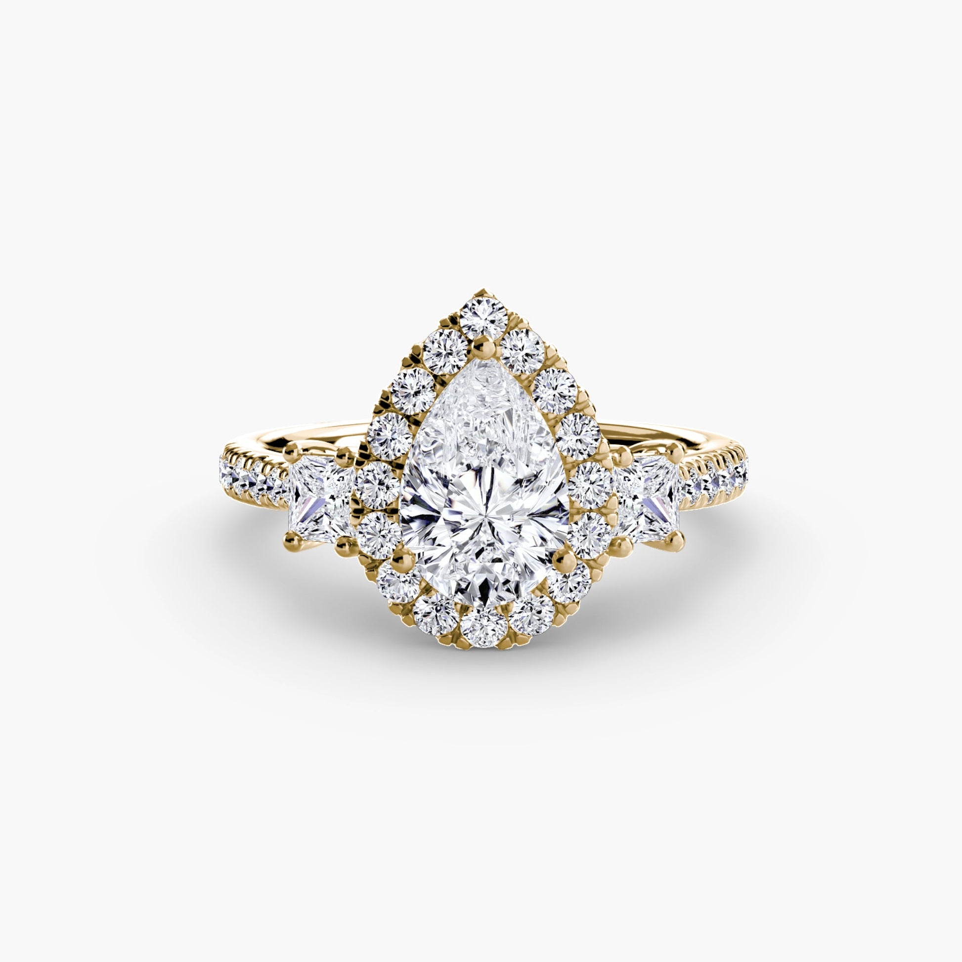 Three-Stone Ring with Halo 2 AG & CO Jewellery