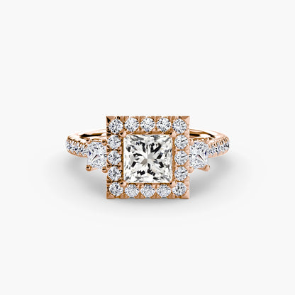 Three-Stone Ring with Halo 2 AG & CO Jewellery