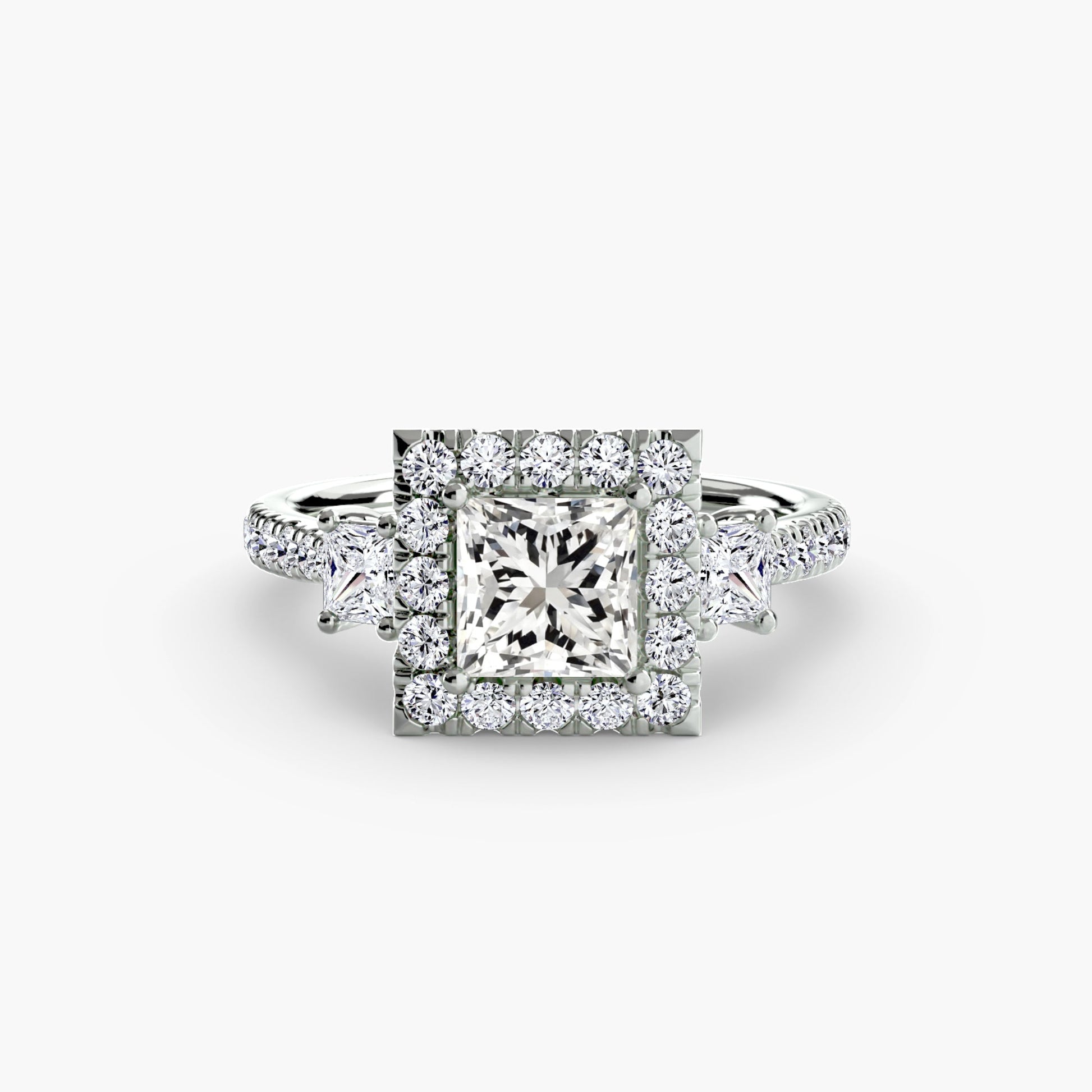 Three-Stone Ring with Halo 2 AG & CO Jewellery