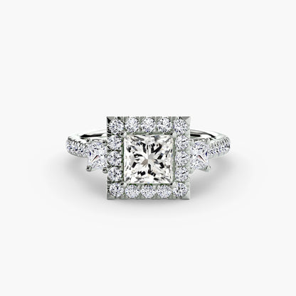 Three-Stone Ring with Halo 2 AG & CO Jewellery