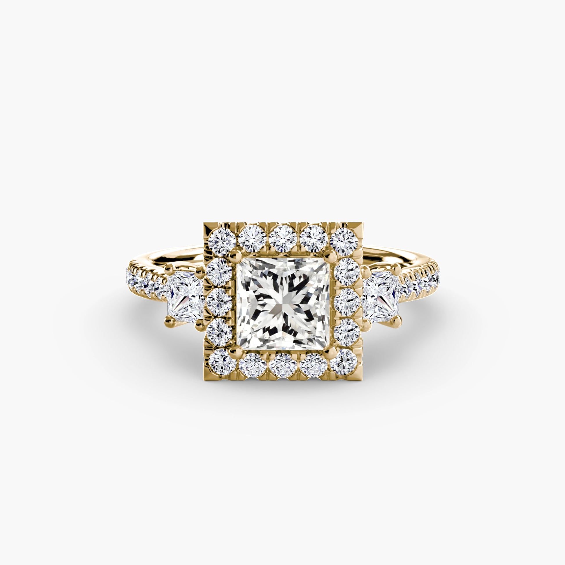 Three-Stone Ring with Halo 2 AG & CO Jewellery
