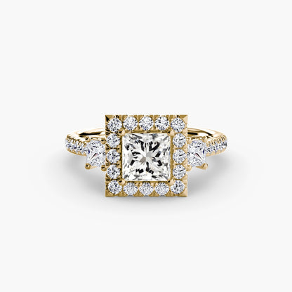 Three-Stone Ring with Halo 2 AG & CO Jewellery