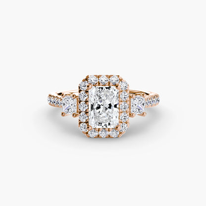 Three-Stone Ring with Halo 2 AG & CO Jewellery