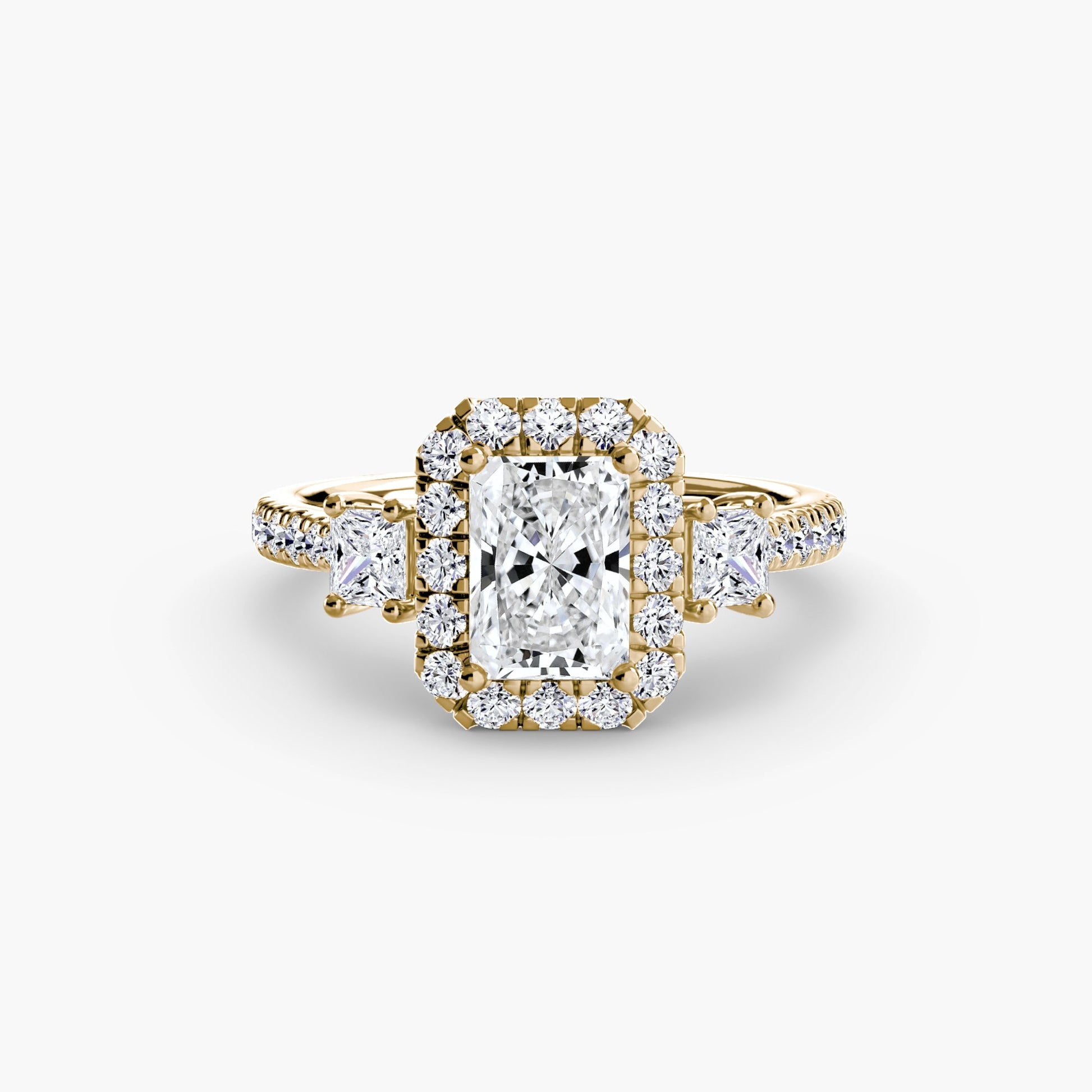 Three-Stone Ring with Halo 2 AG & CO Jewellery