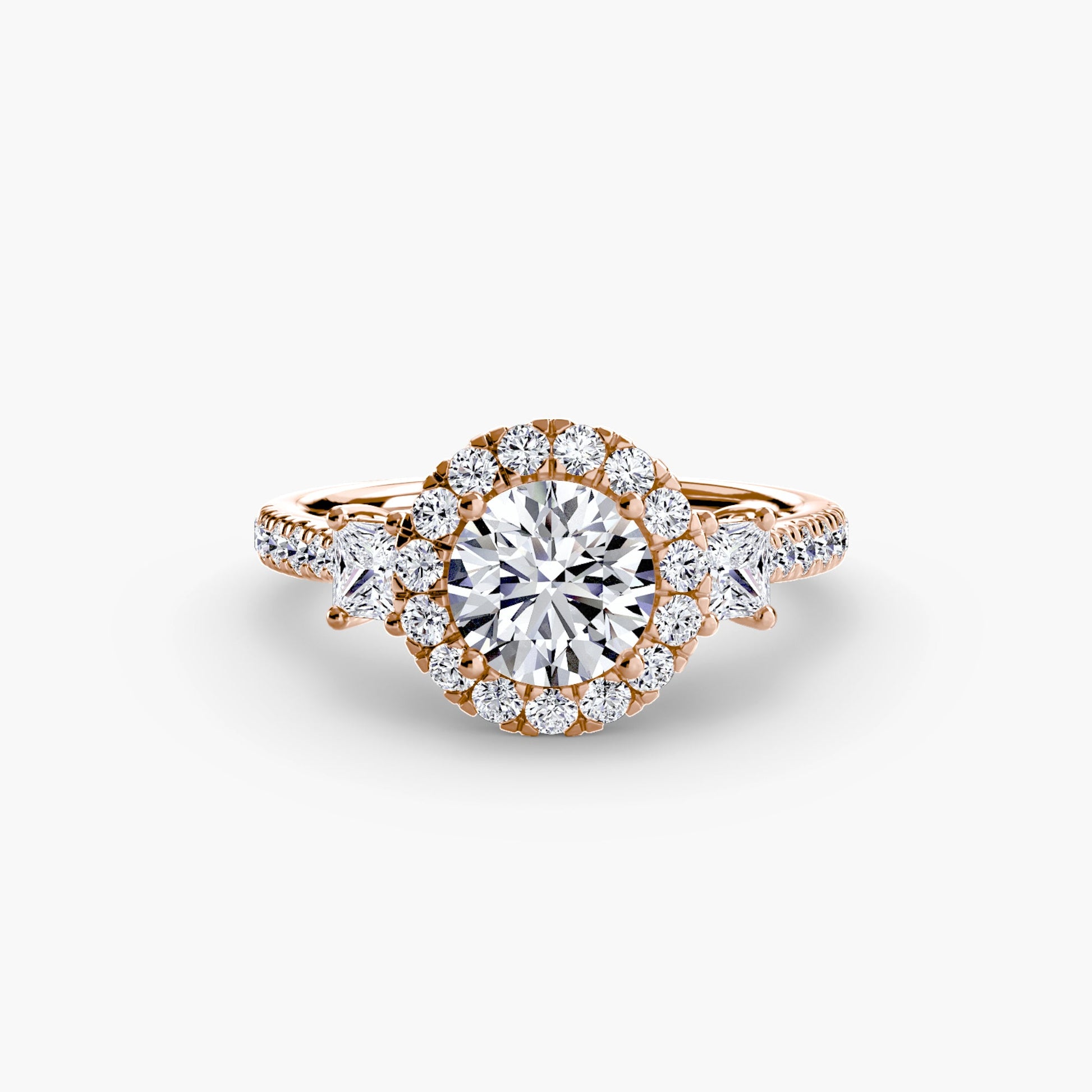 Three-Stone Ring with Halo 2 AG & CO Jewellery
