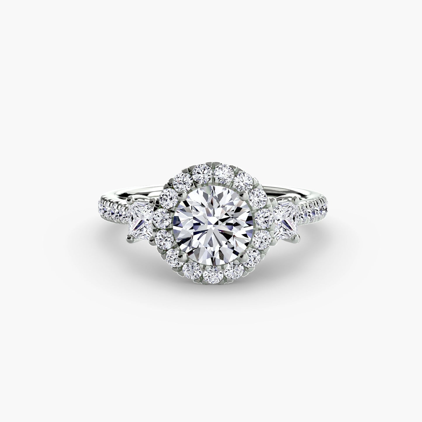 three-stone ring with halo 2 ag & co jewellery