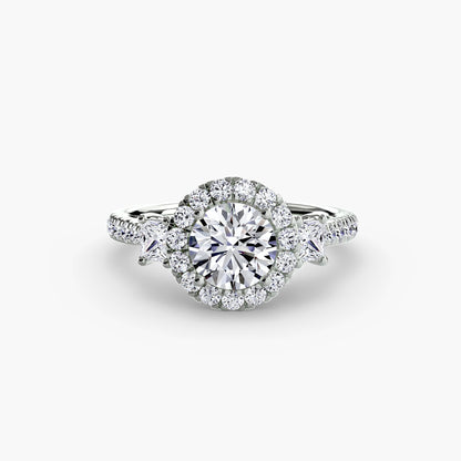 Three-Stone Ring with Halo 2 AG & CO Jewellery