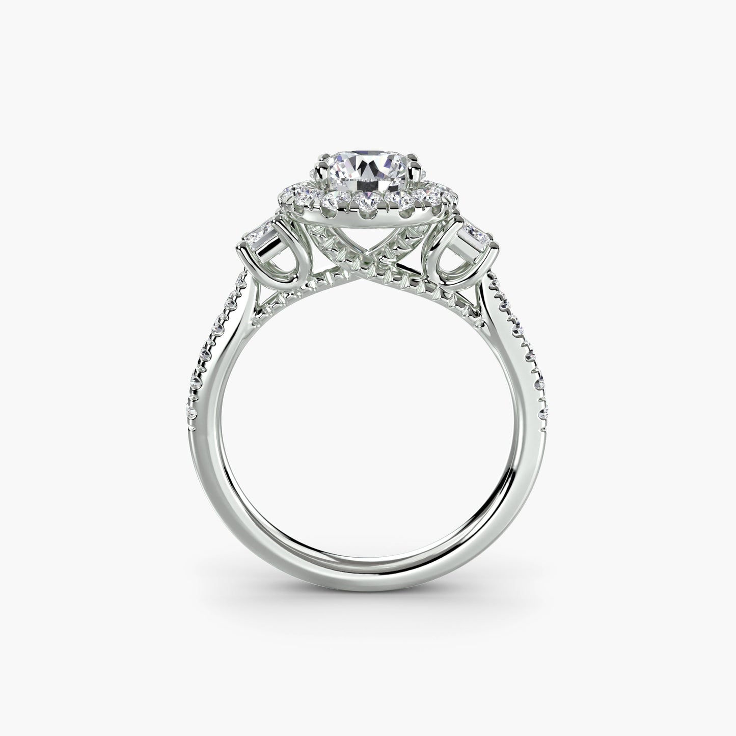three-stone ring with halo 2 ag & co jewellery