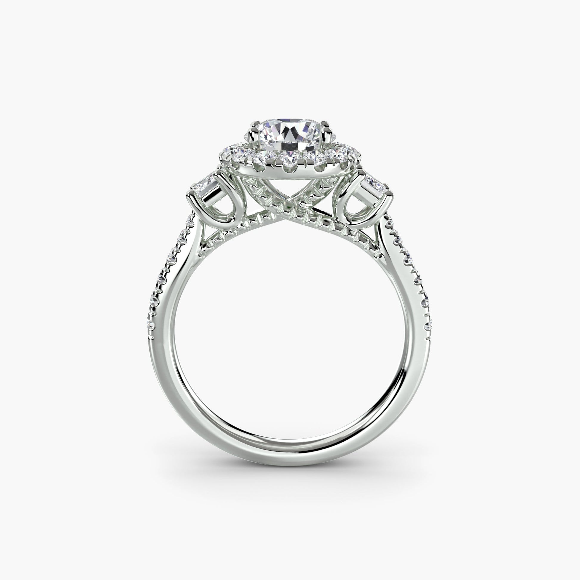 Three-Stone Ring with Halo 2 AG & CO Jewellery