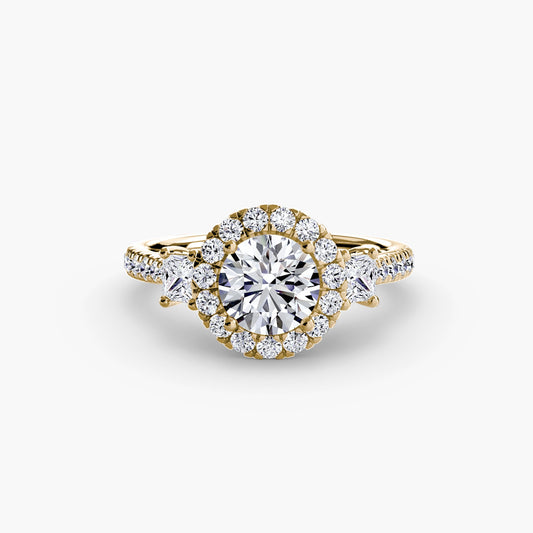 Three-Stone Ring with Halo 2 AG & CO Jewellery