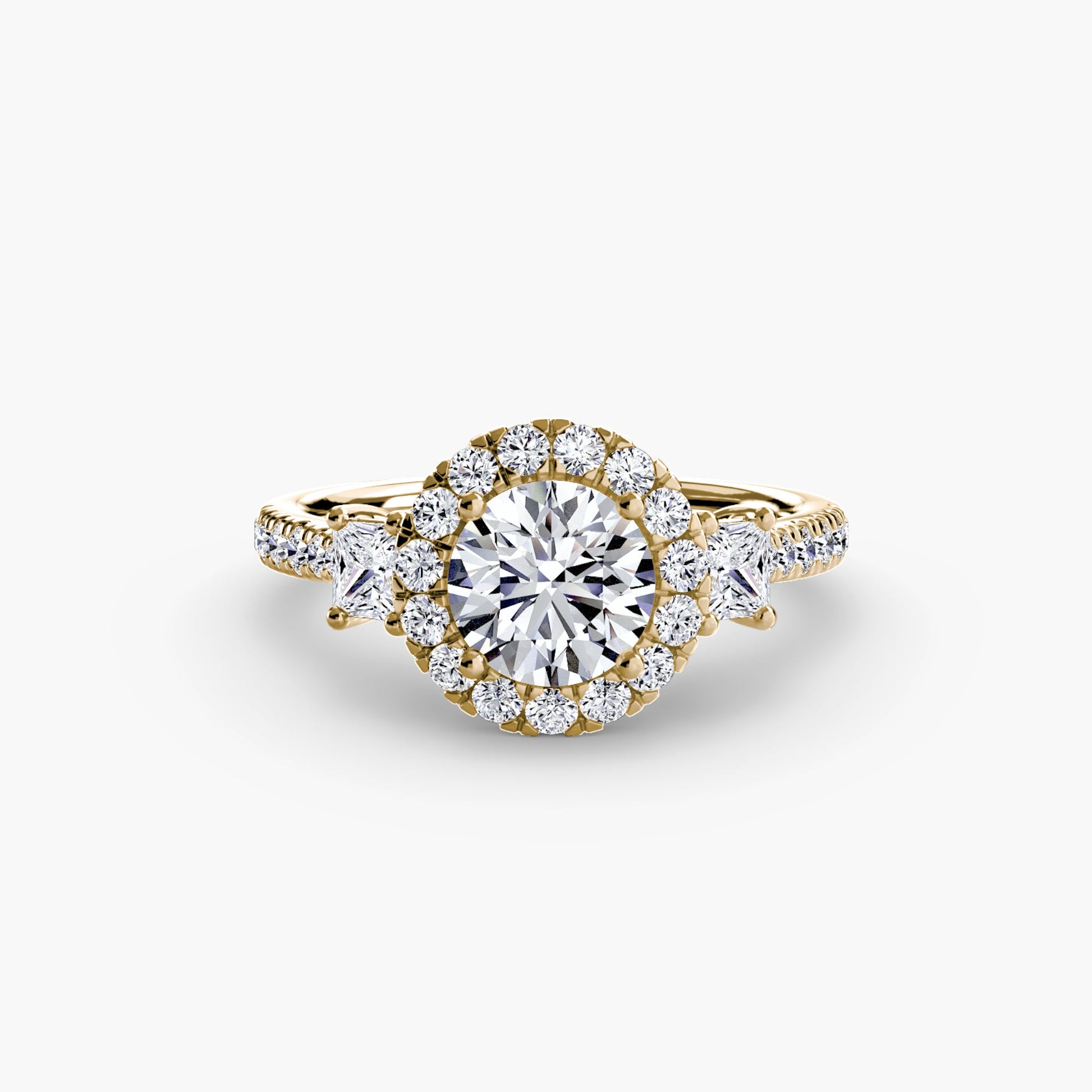 Three-Stone Ring with Halo 2 AG & CO Jewellery