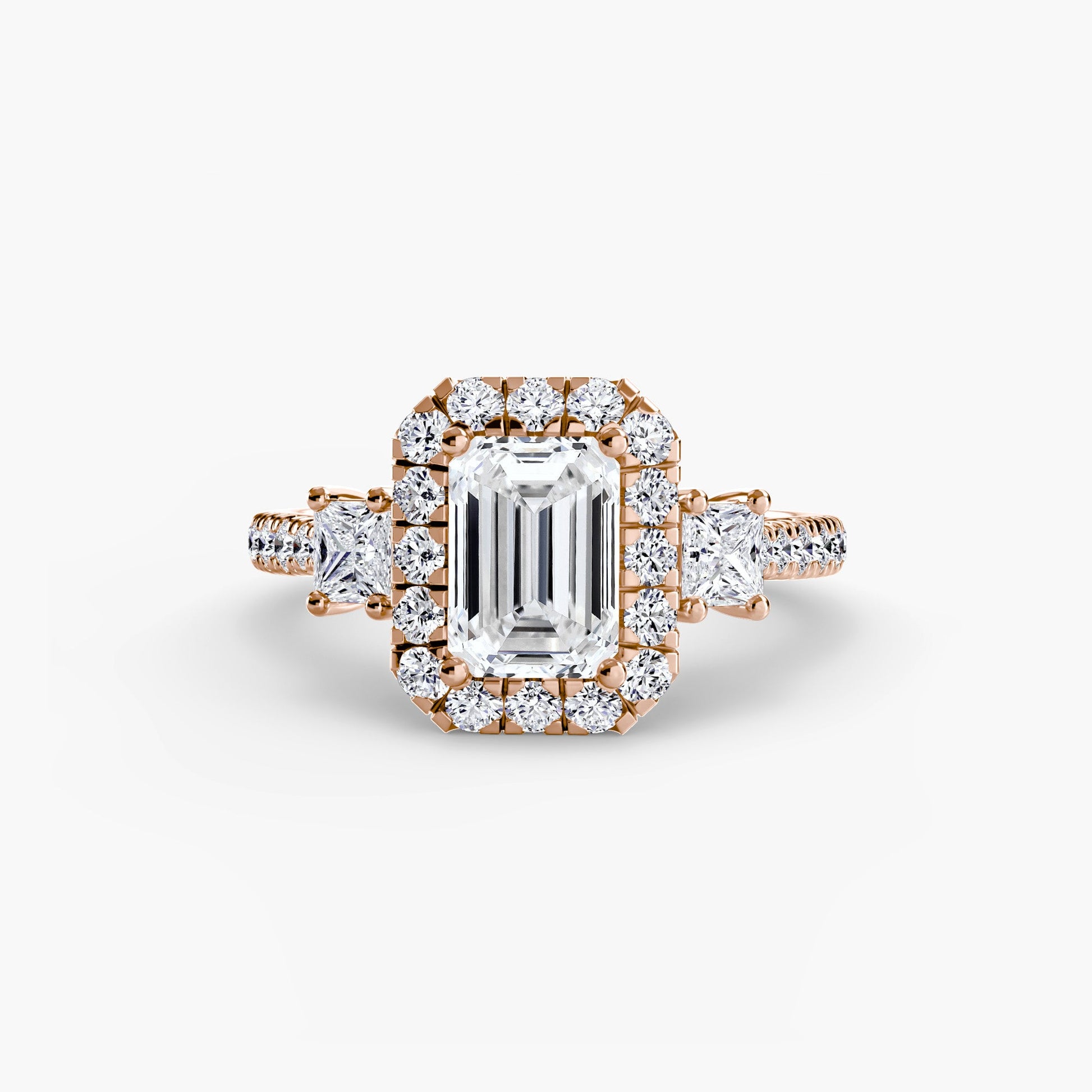 Three-Stone Ring with Halo 2 AG & CO Jewellery