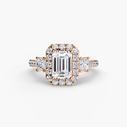 Three-Stone Ring with Halo 2 AG & CO Jewellery