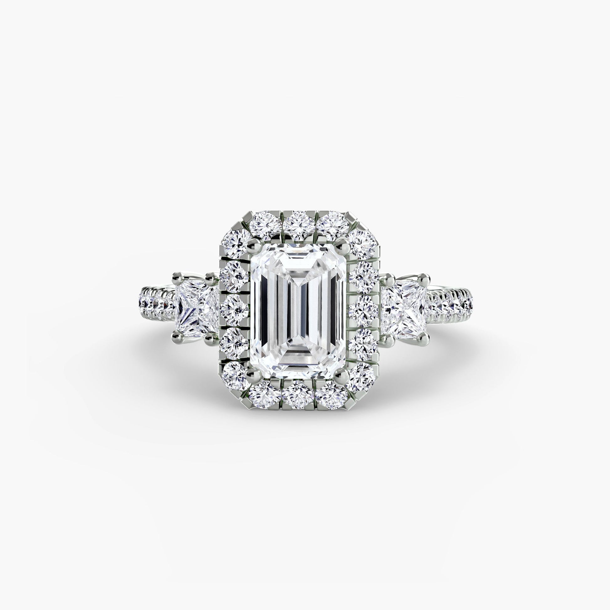 Three-Stone Ring with Halo 2 AG & CO Jewellery