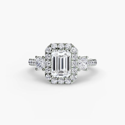 Three-Stone Ring with Halo 2 AG & CO Jewellery