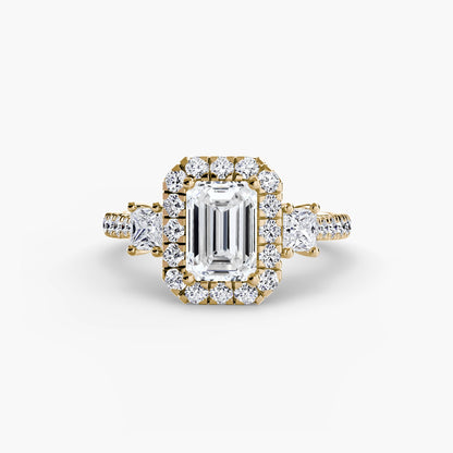 Three-Stone Ring with Halo 2 AG & CO Jewellery