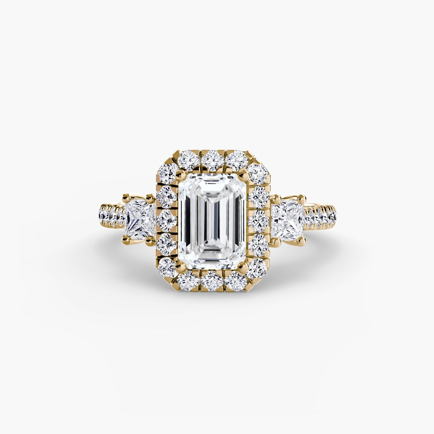 three-stone ring with halo 2 ag & co jewellery
