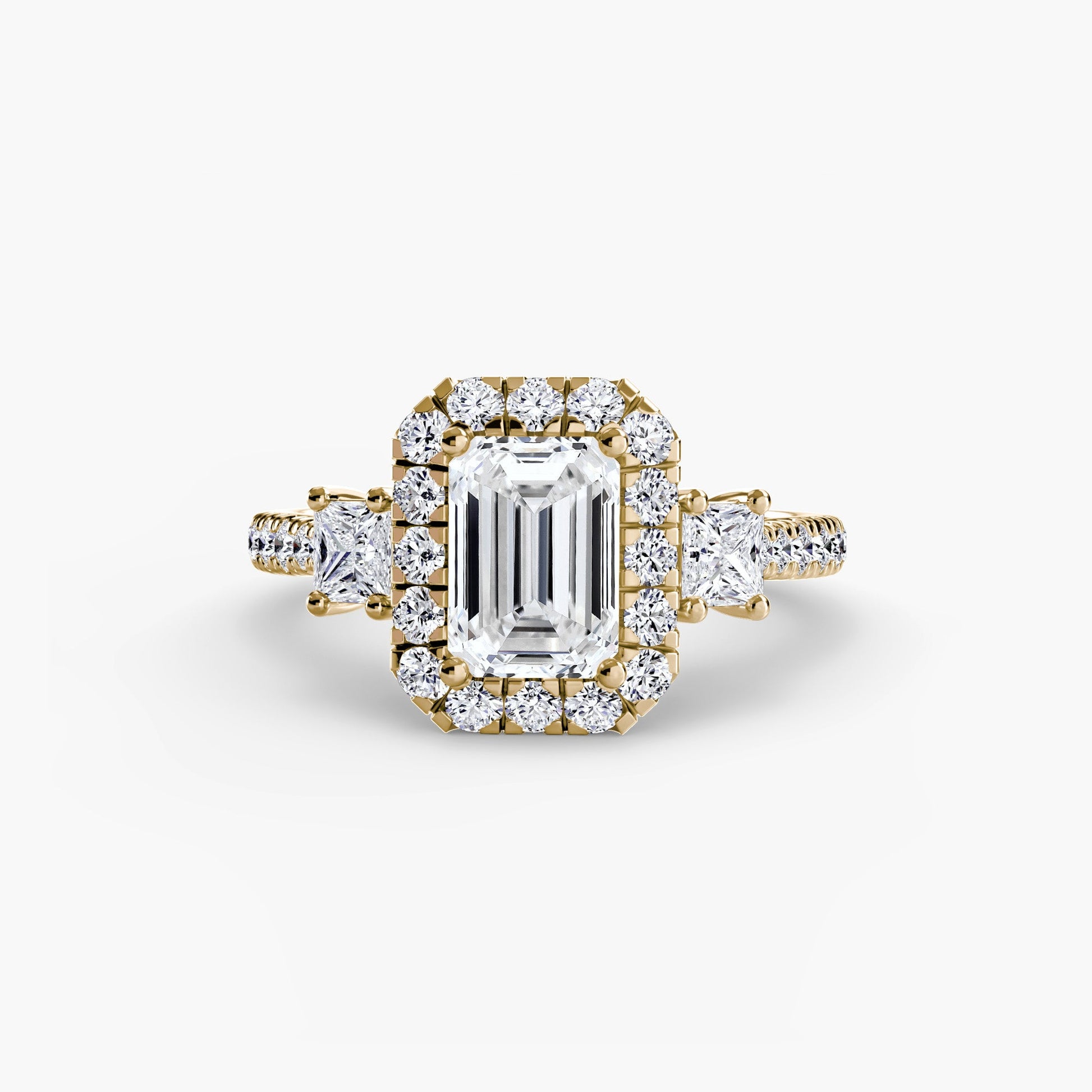Three-Stone Ring with Halo 2 AG & CO Jewellery