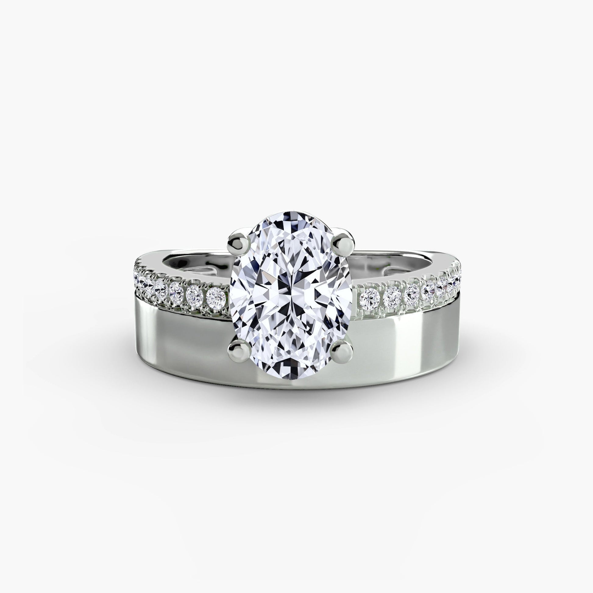 Wide Band Solitaire with Pavé Band AG & CO Jewellery