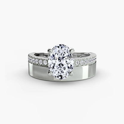 Wide Band Solitaire with Pavé Band AG & CO Jewellery