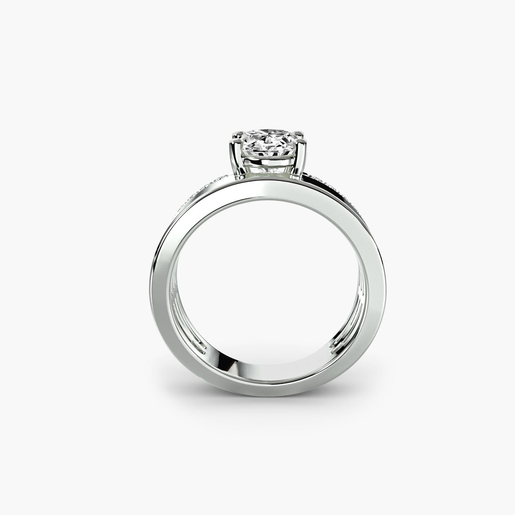 Wide Band Solitaire with Pavé Band AG & CO Jewellery
