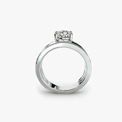 Wide Band Solitaire with Pavé Band AG & CO Jewellery