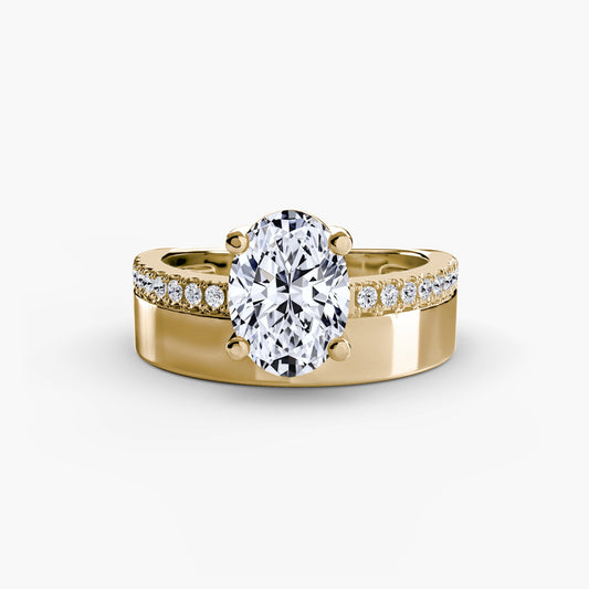 Wide Band Solitaire with Pavé Band AG & CO Jewellery