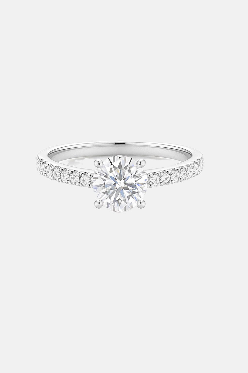 victoria - cathedral round diamond engagement ring with pavé band ag & co jewellery