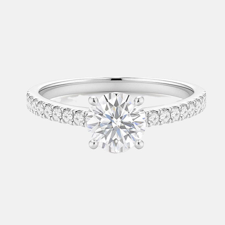 victoria - cathedral round diamond engagement ring with pavé band ag & co jewellery