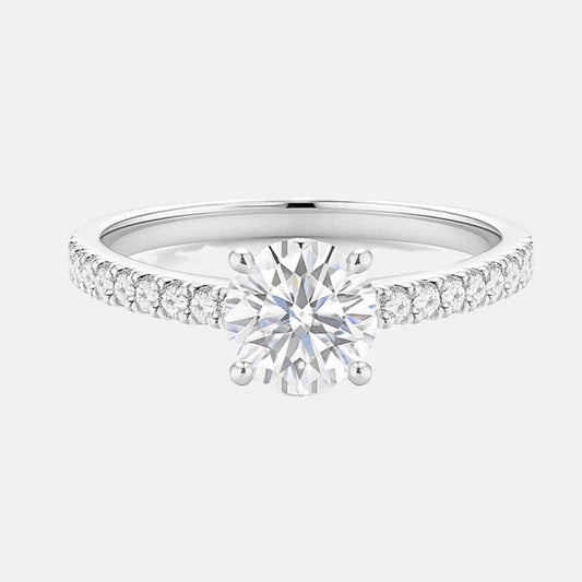 VICTORIA - Cathedral Round Diamond Engagement Ring with Pavé Band AG & CO Jewellery