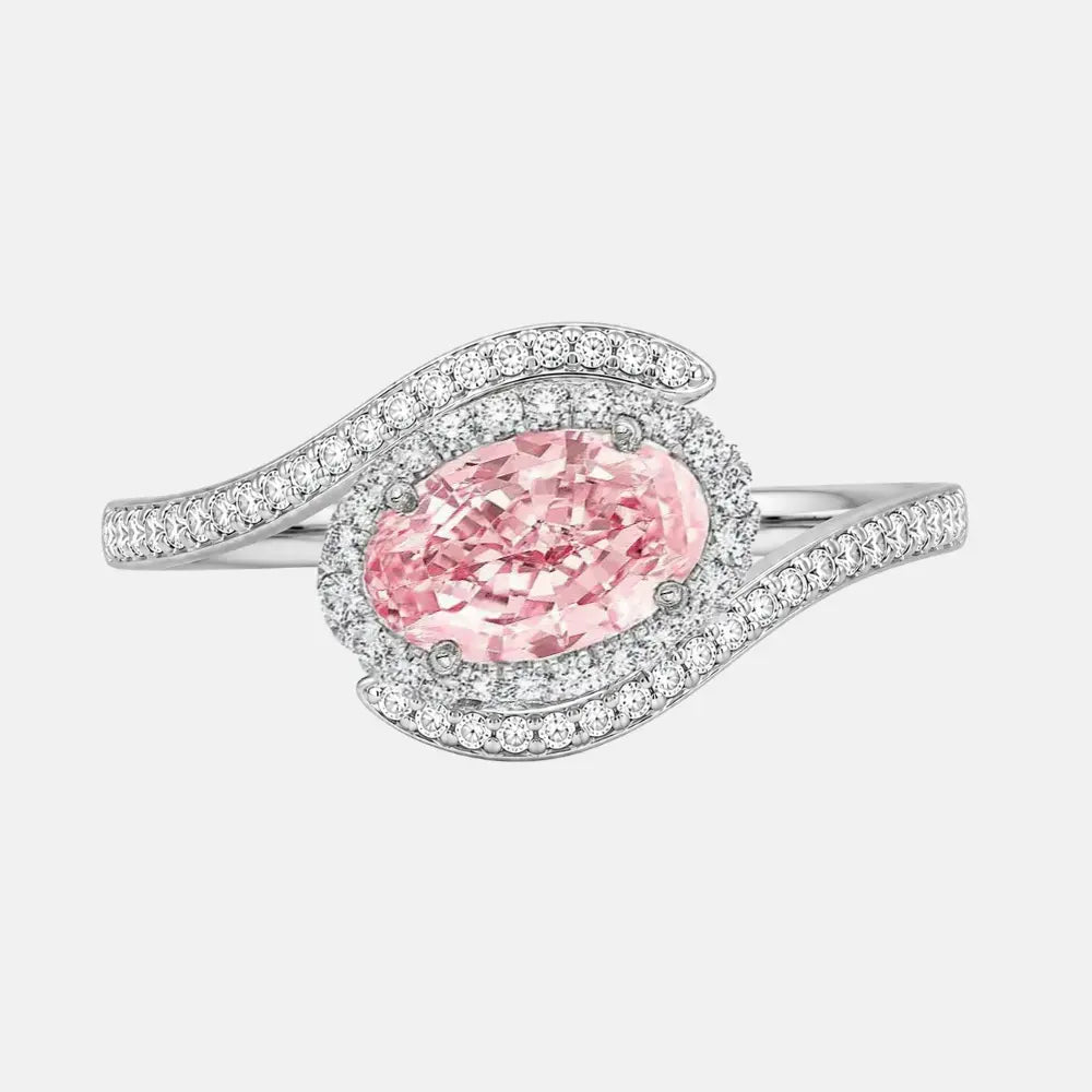 ribbon pink lab-grown diamond oval bypass halo engagement ring ag & co jewellery