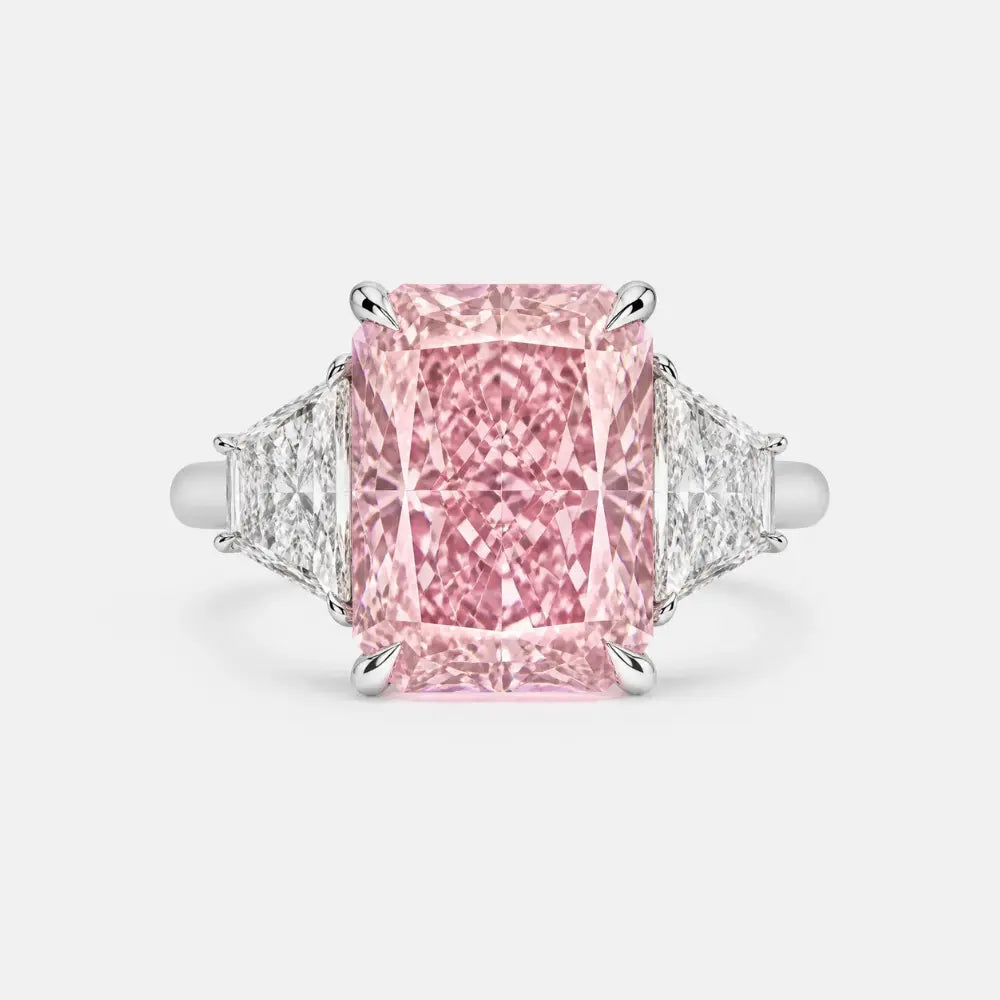rosalia radiant pink diamond trapezoid trilogy ring ag & co jewellery