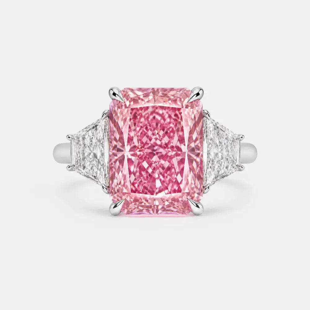 Rosalia Radiant Pink Diamond Trapezoid Trilogy Ring AG & CO Jewellery