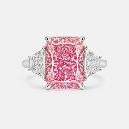 Rosalia Radiant Pink Diamond Trapezoid Trilogy Ring AG & CO Jewellery
