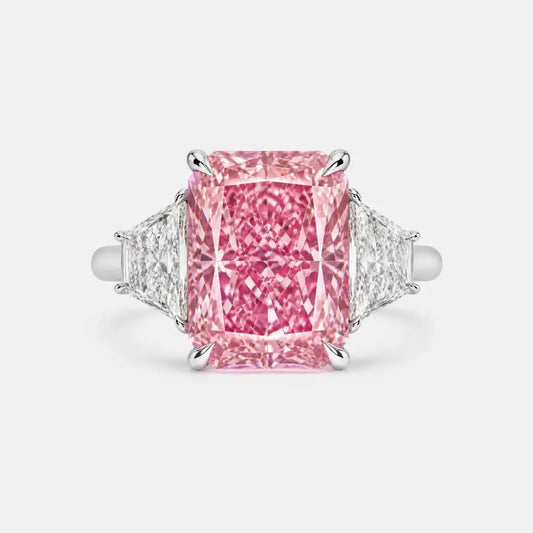 Rosalia Radiant Pink Diamond Trapezoid Trilogy Ring AG & CO Jewellery
