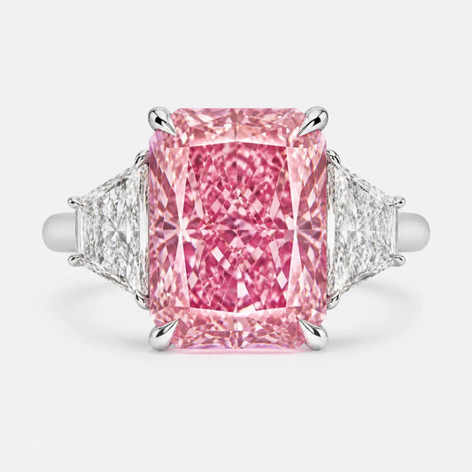 Rosalia Radiant Pink Lab-Grown Diamond Trapezoid Trilogy Ring