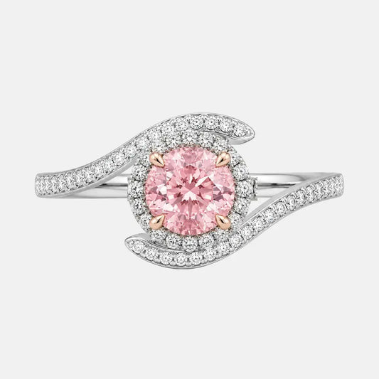 Rosalie Pink Lab-Grown Diamond Bypass Halo Engagement Ring AG & CO Jewellery