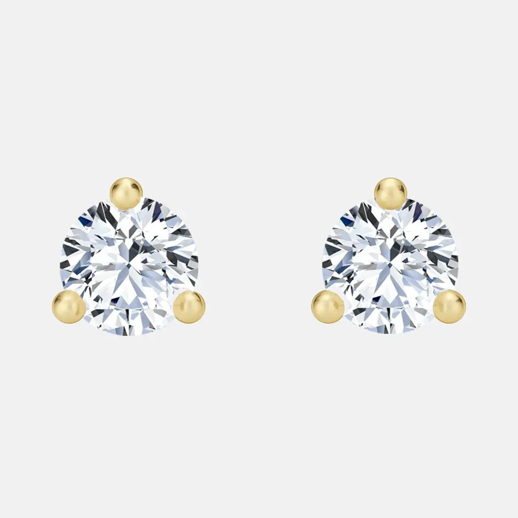 round 3 prong solitaire diamond stud earrings ag & co jewellery