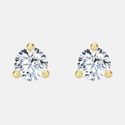 Round 3 Prong Solitaire Diamond Stud Earrings AG & CO Jewellery