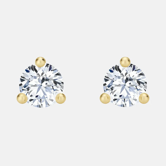 Round 3 Prong Solitaire Diamond Stud Earrings AG & CO Jewellery