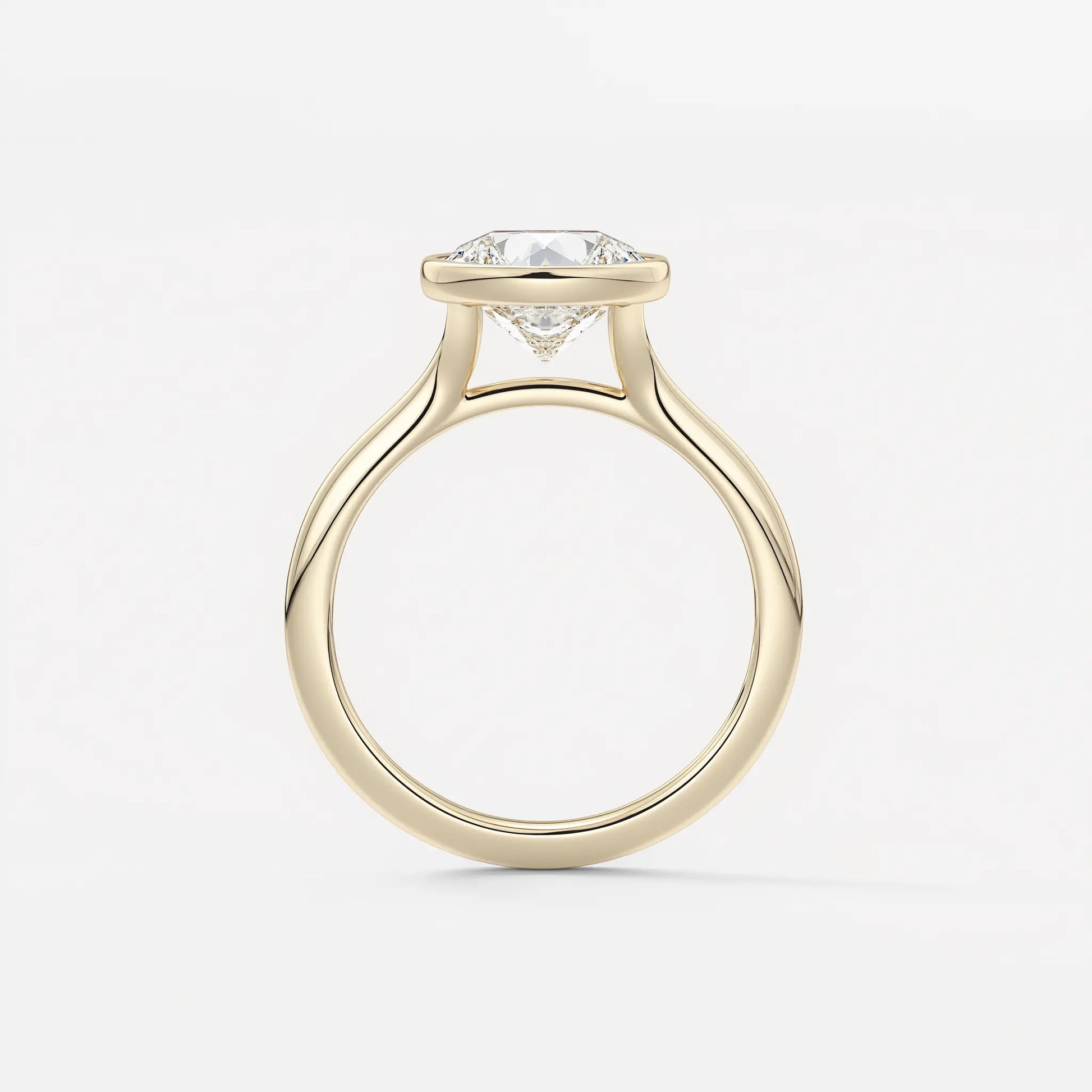 Round Bezel Solitaire Engagement Ring — 18K Yellow Gold | Lab Grown Diamond (1ct – 10ct) AG & CO Jewellery