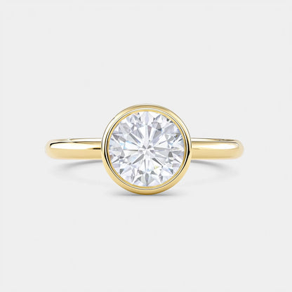 Round Bezel Solitaire Engagement Ring — 18K Yellow Gold | Lab Grown Diamond (1ct – 10ct) AG & CO Jewellery