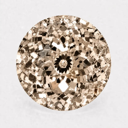 Round Portuguese diamond in a soft champagne tone