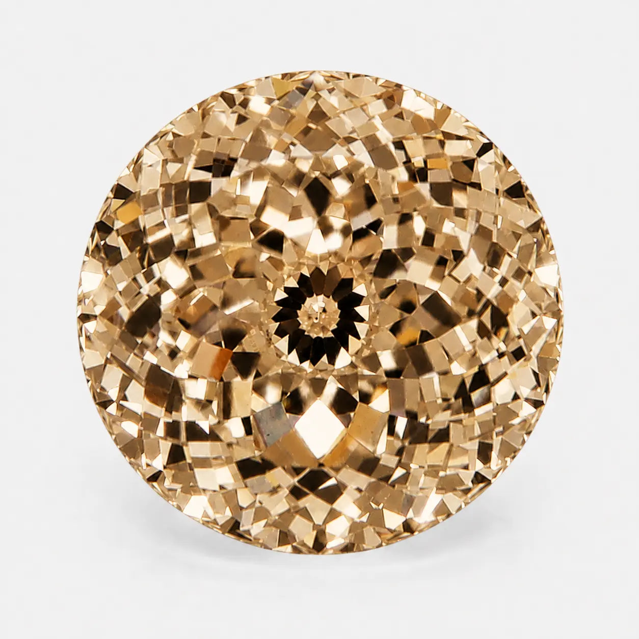Round Portuguese diamond in a champagne tone
