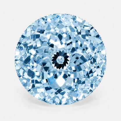 Round Portuguese diamond in a light blue tone